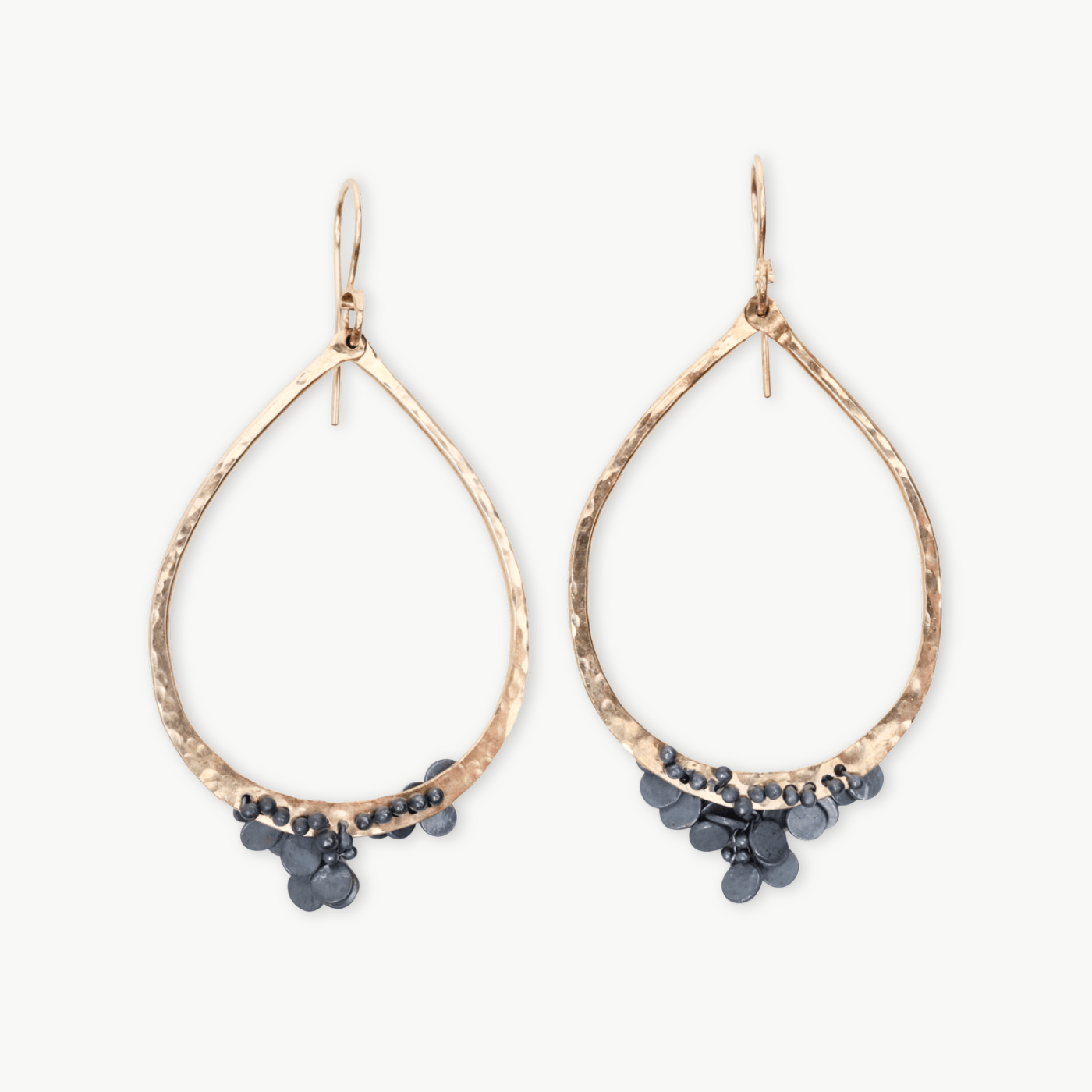 EAR-GF Gold Filled & Oxidized Large Tear Confetti Earrings