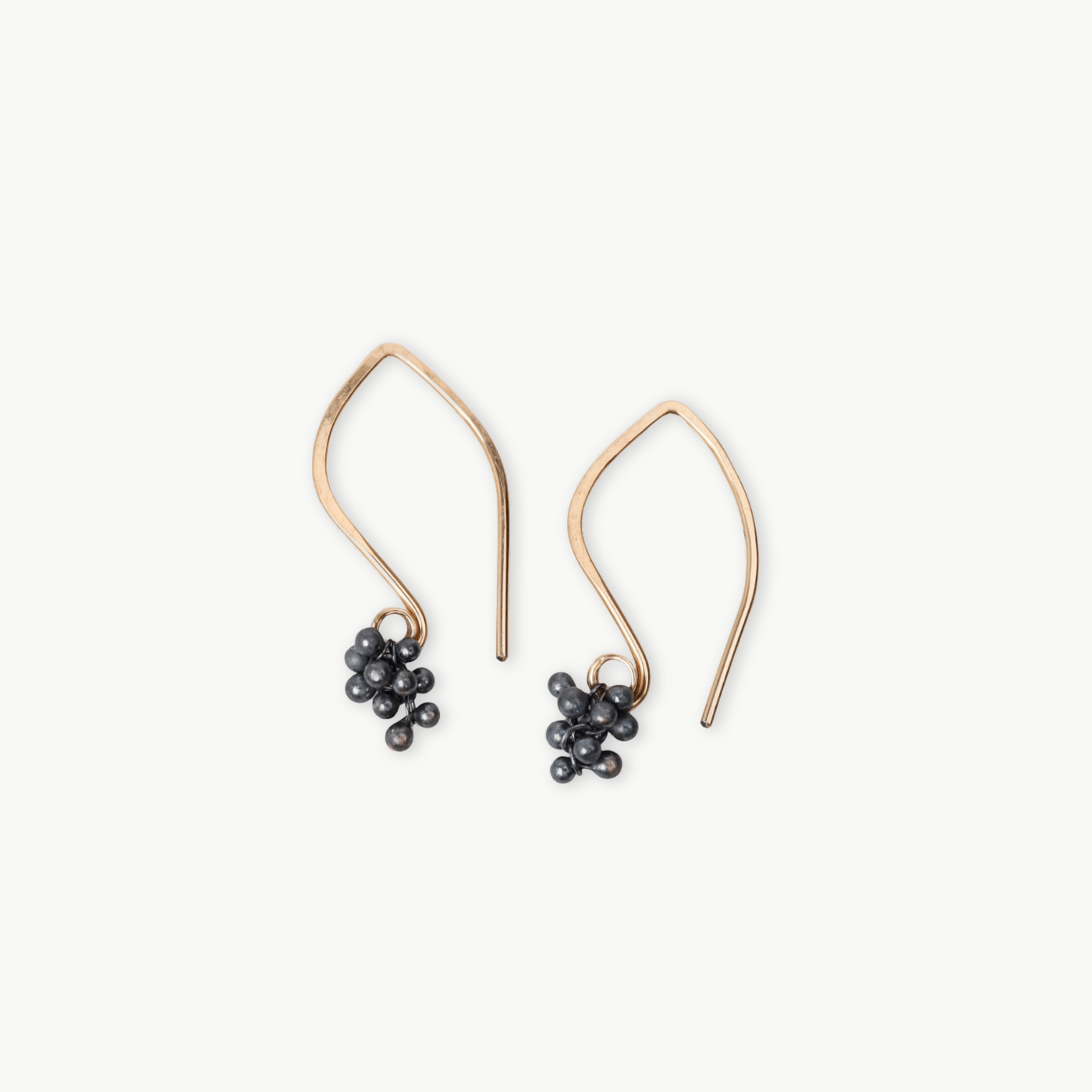 EAR-GF Gold Filled & Oxidized Silver Mini Wisteria Caviar Earrings