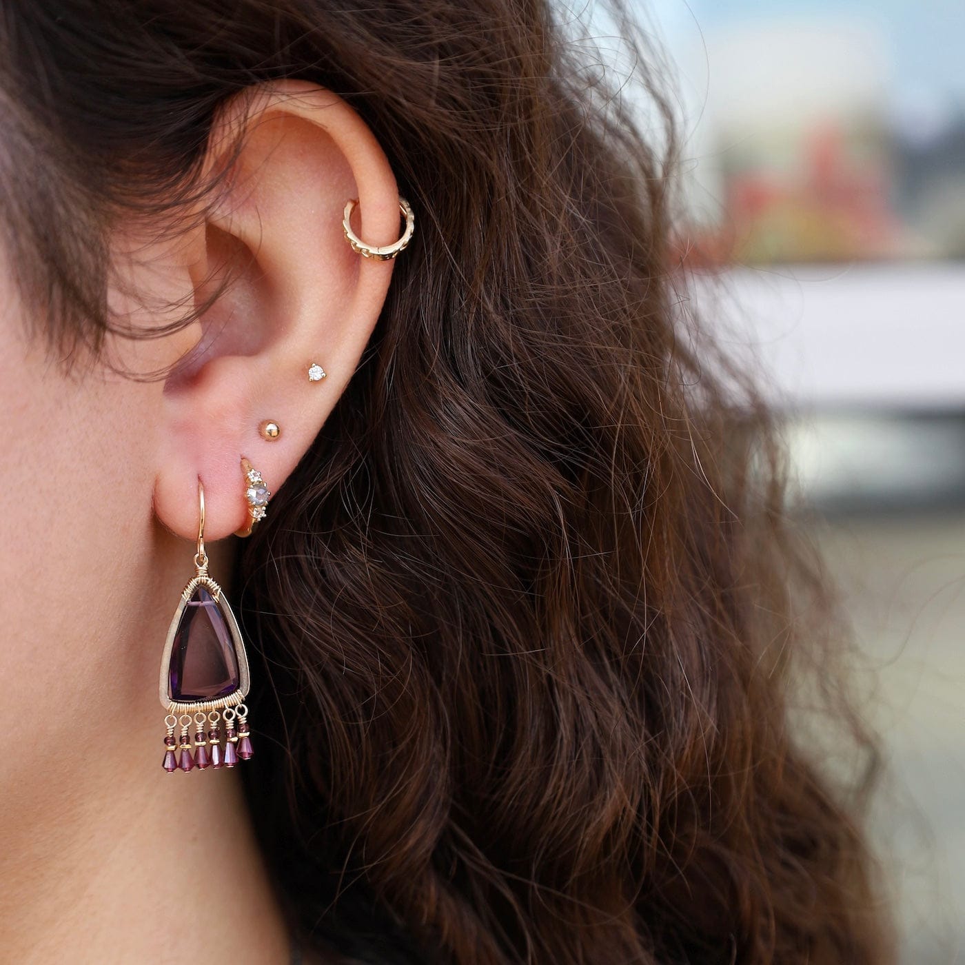 EAR-GF Gold Filled Pinot Mix Earrings - Amethyst Quartz &