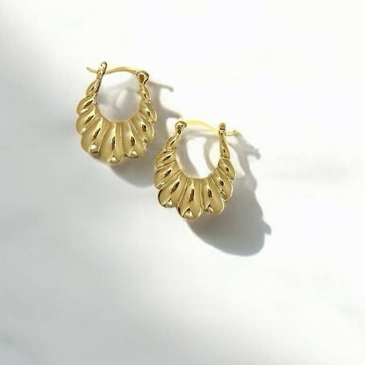 EAR-GF Gold Filled Radiant Puffy Croissant Hoops Earrings
