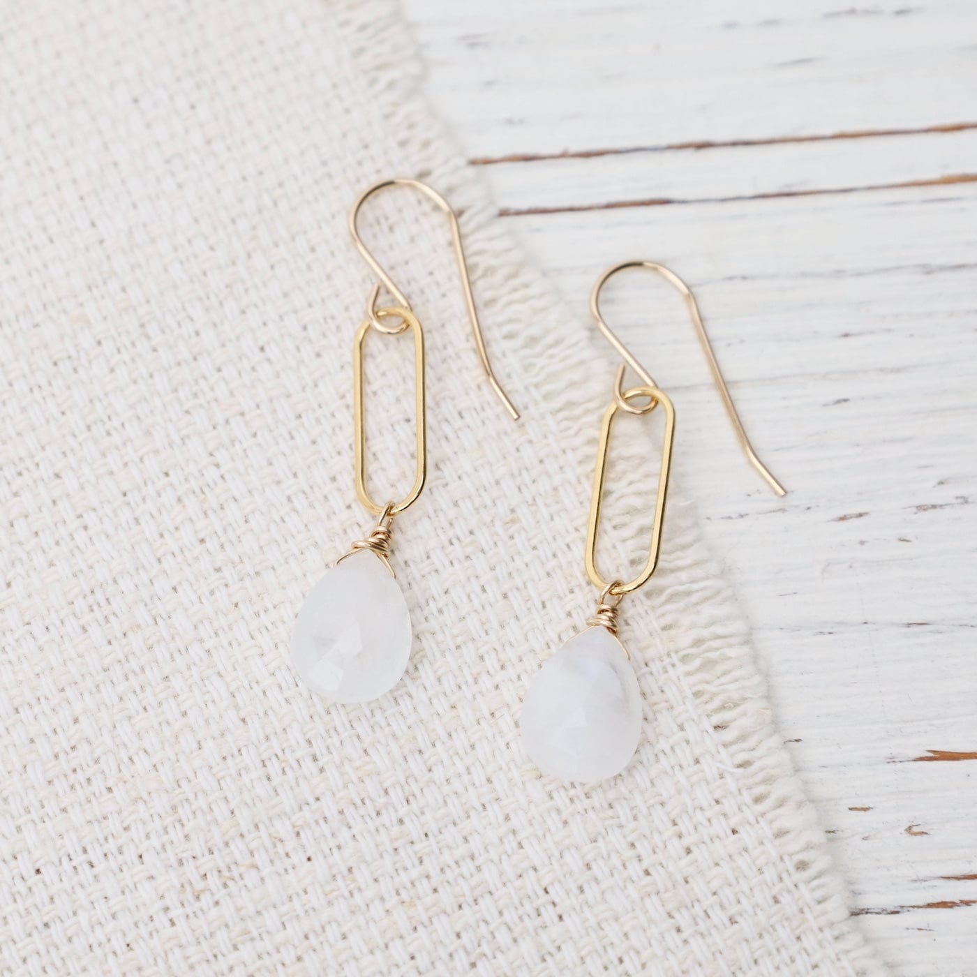 EAR-GF Gold Filled Rainbow Moonstone on Paperclip Earring