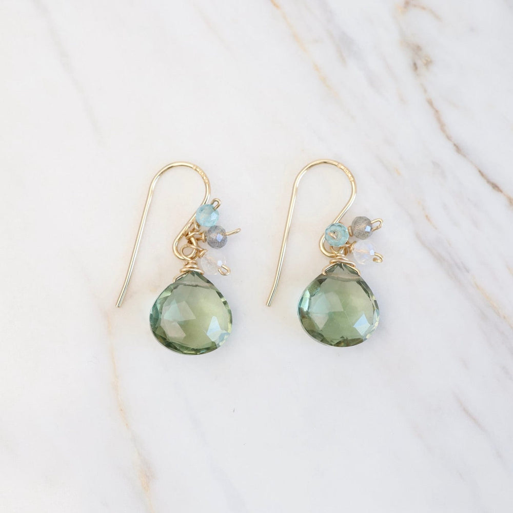 EAR-GF Gold Filled Rondelle Cluster with Green Amethyst Earring