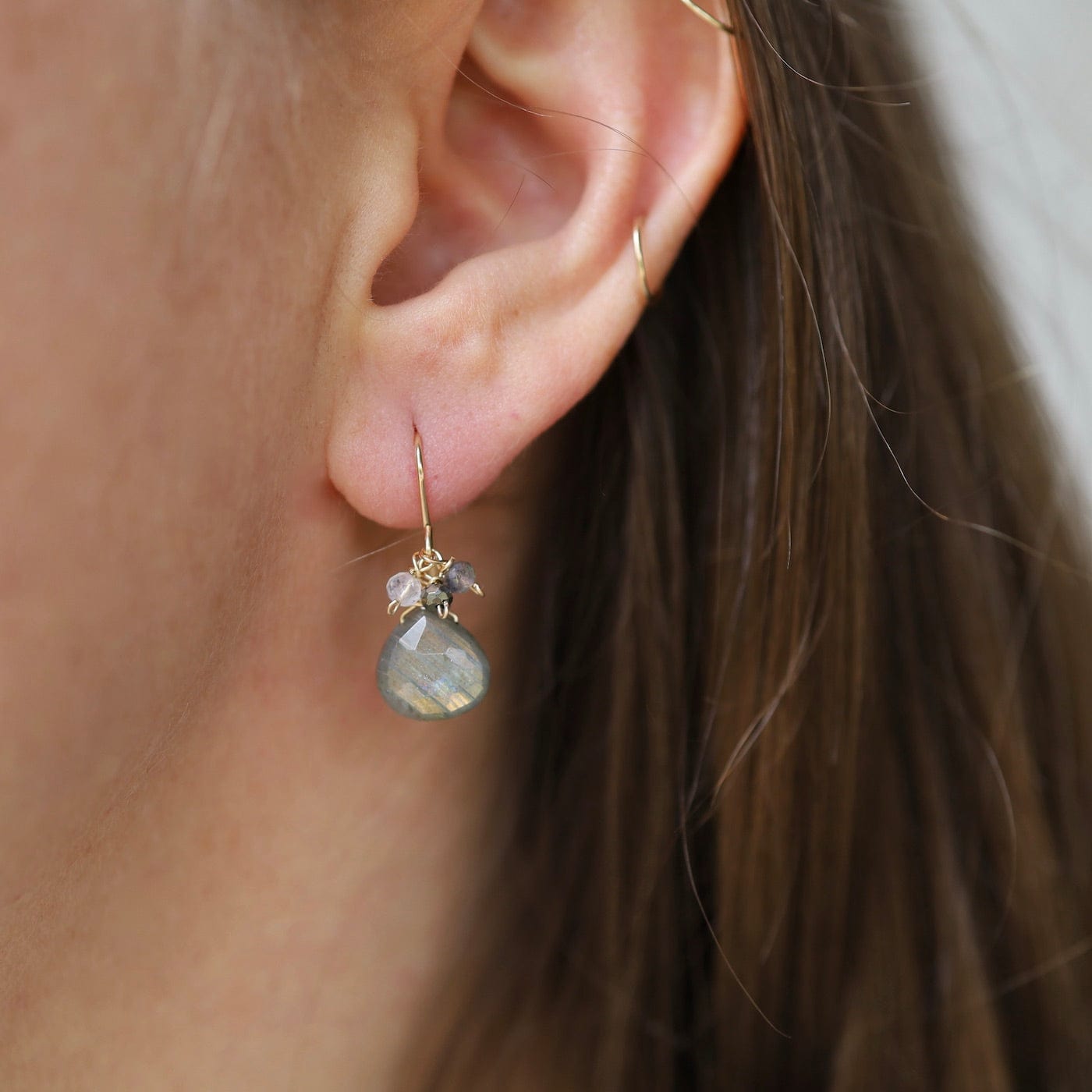 EAR-GF Gold Filled Rondelle Cluster with Labradorite Drop Earring