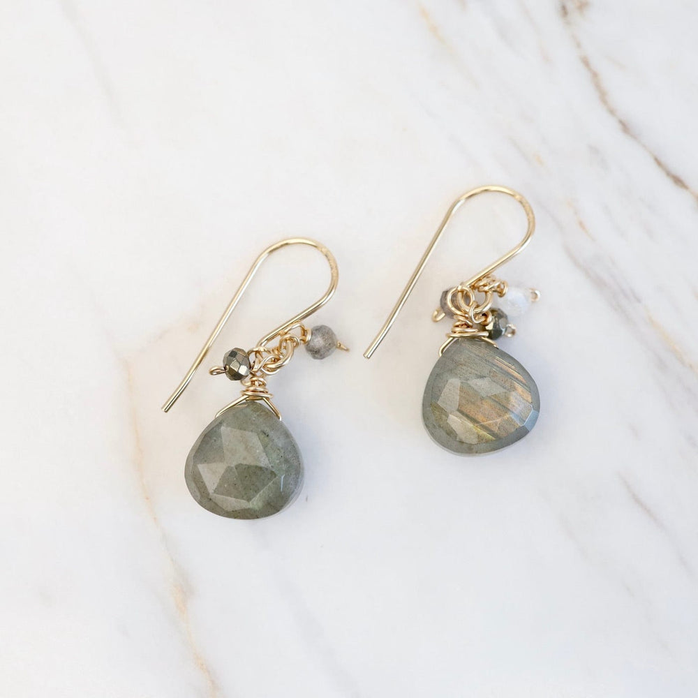 EAR-GF Gold Filled Rondelle Cluster with Labradorite Drop Earring