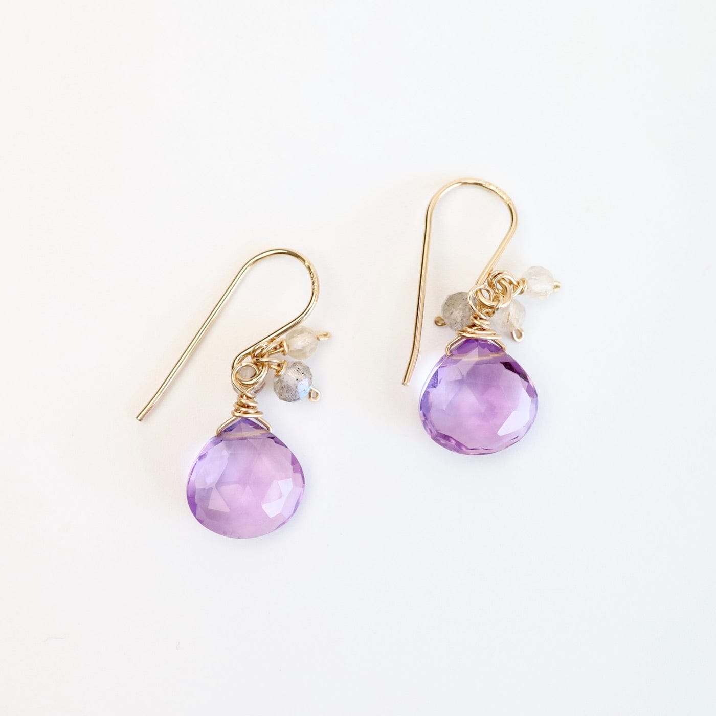 EAR-GF Gold Filled Rondelle Cluster with Pink Amethyst Earring