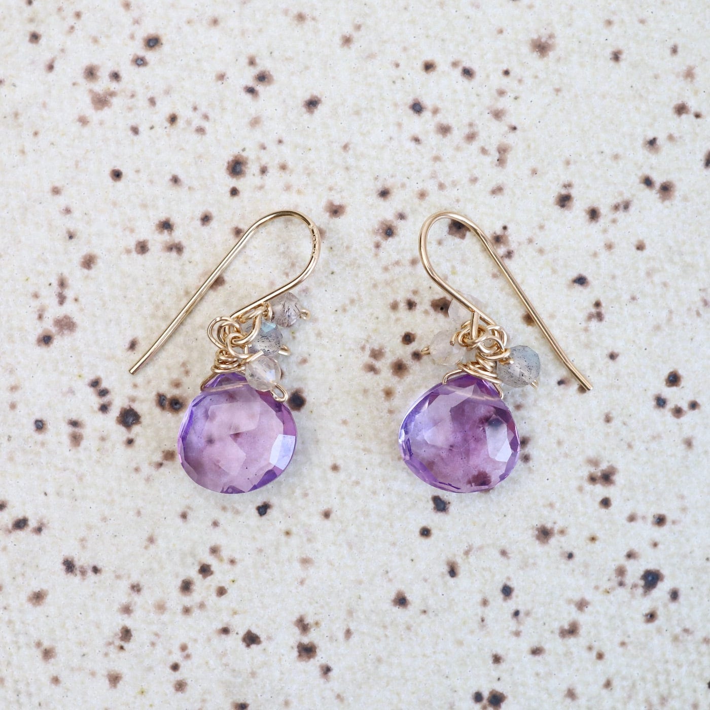 EAR-GF Gold Filled Rondelle Cluster with Pink Amethyst Earring