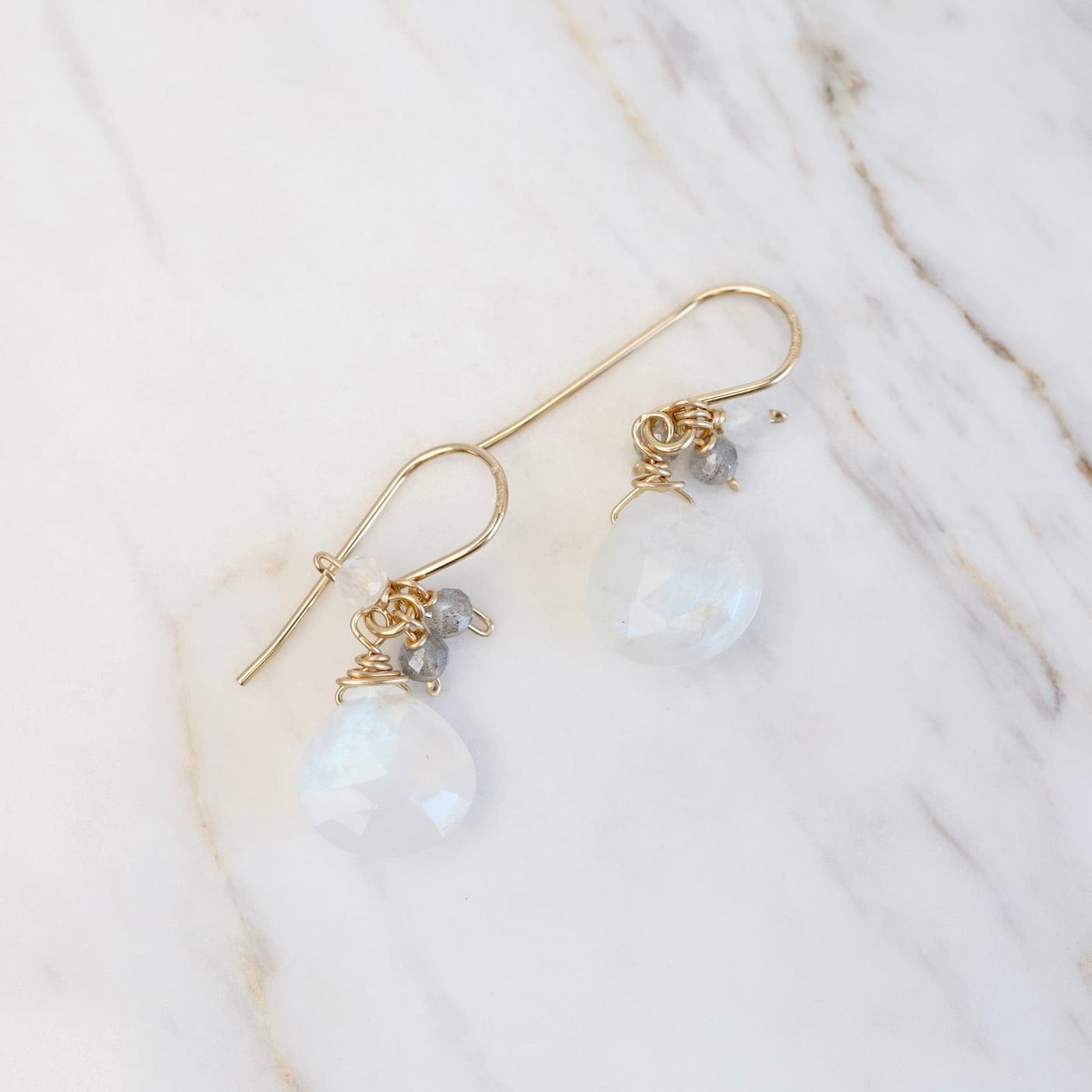 EAR-GF Gold Filled Rondelle Cluster with Rainbow Moonstone Earring