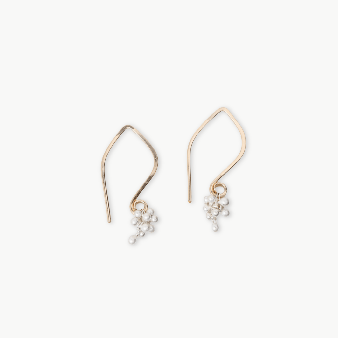 EAR-GF Gold Filled & Silver Mini Wisteria Caviar Hook Earrings