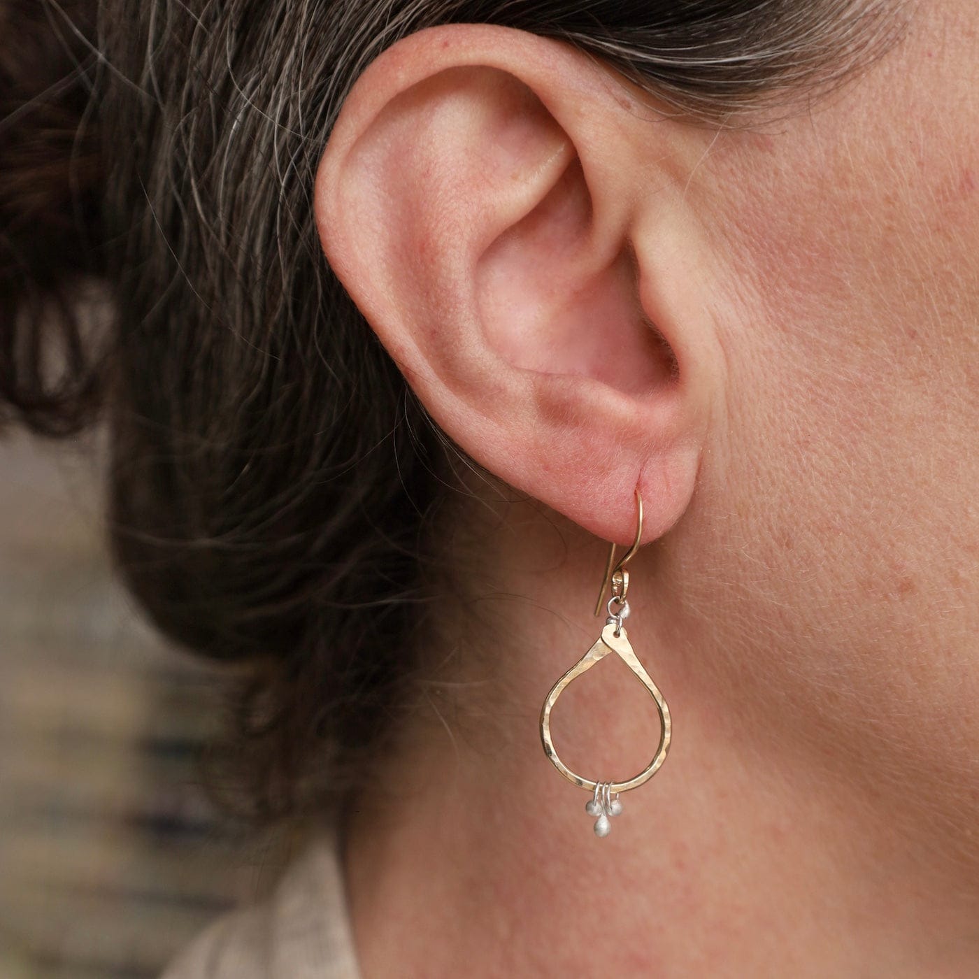 EAR-GF Gold Filled & Silver Petal Drop Earrings