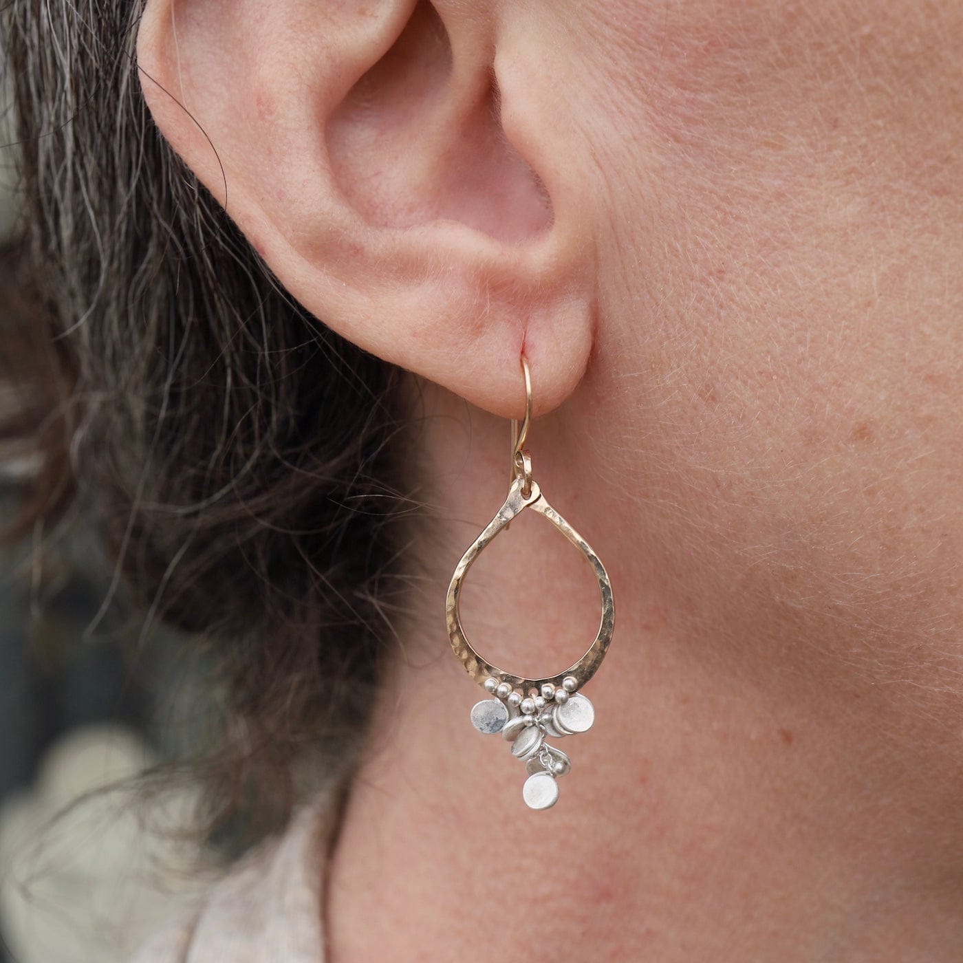 EAR-GF Gold Filled & Silver Small Tear Confetti Earrings