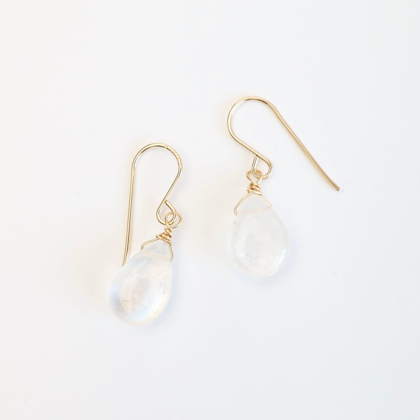 EAR-GF Gold Filled Smooth Rainbow Moonstone Drop Earring