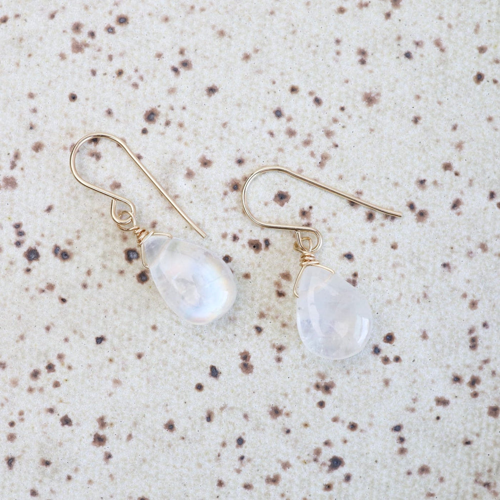 EAR-GF Gold Filled Smooth Rainbow Moonstone Drop Earring