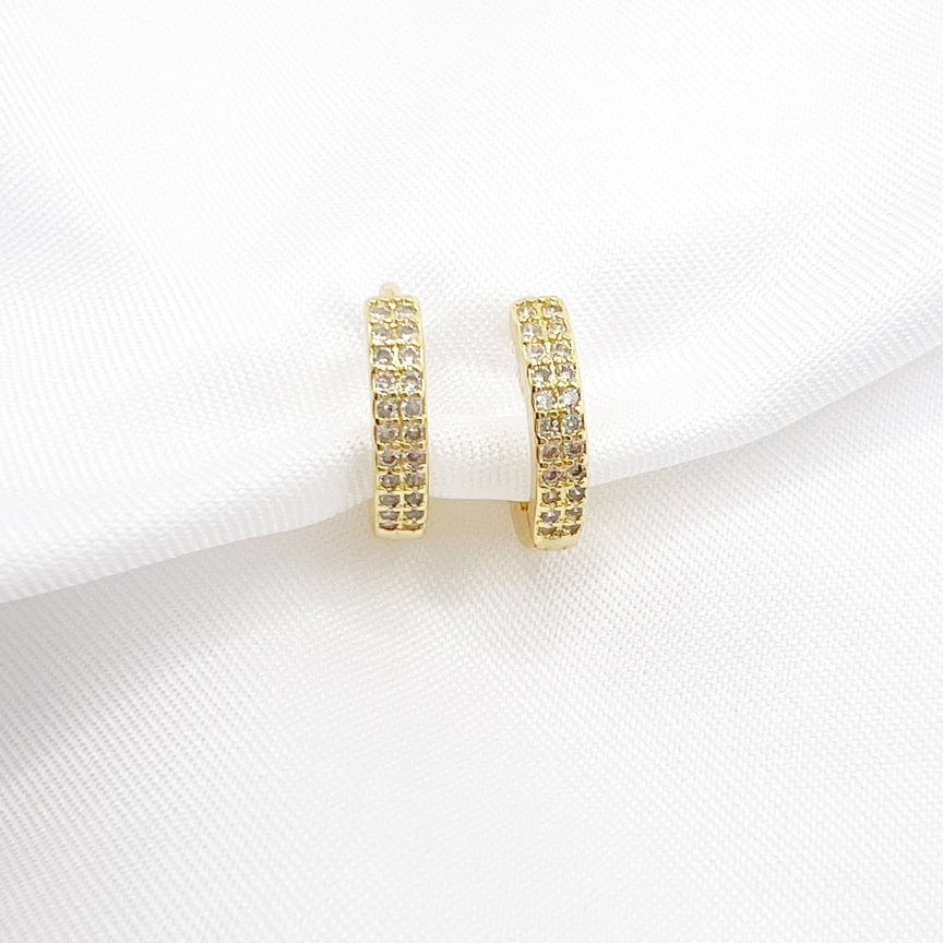 EAR-GF Gold Filled Sparkle Pave Huggie Hoops Earrings