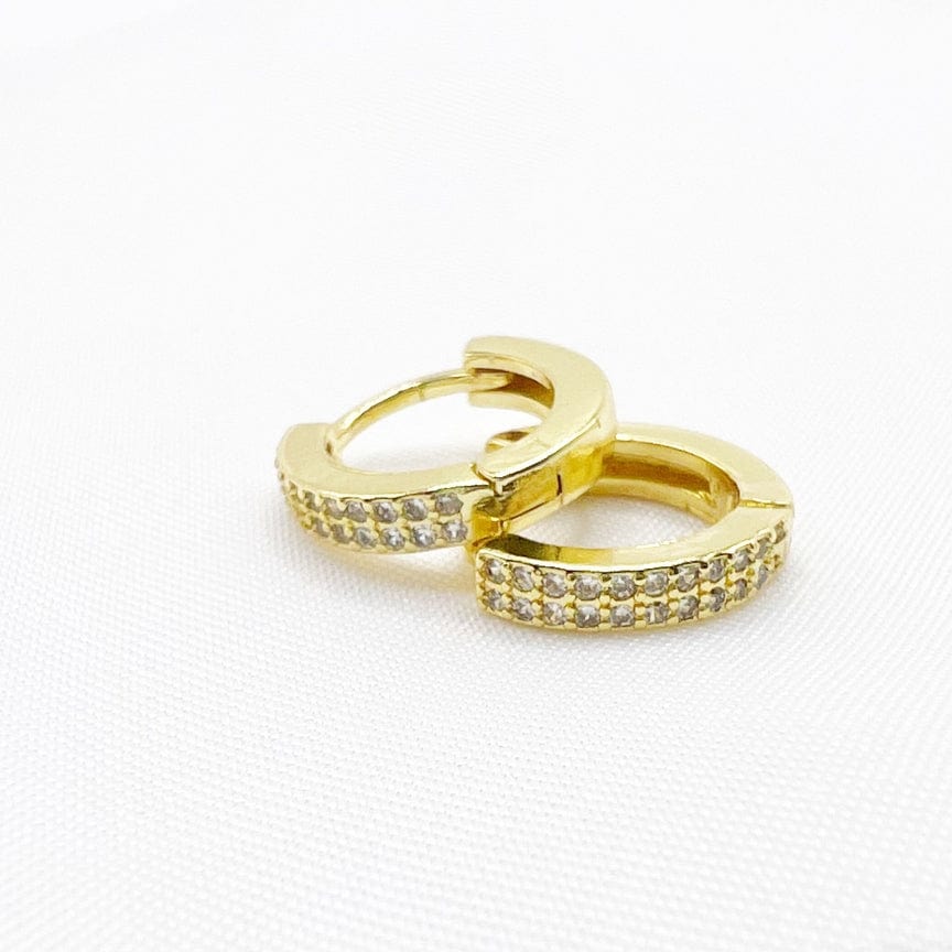 EAR-GF Gold Filled Sparkle Pave Huggie Hoops Earrings