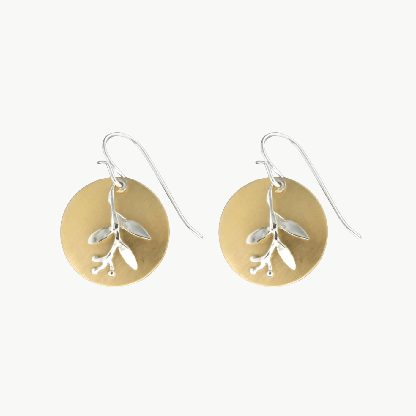 EAR-GF Gold Filled & Sterling Silver Circled Berry Leaf Earrings