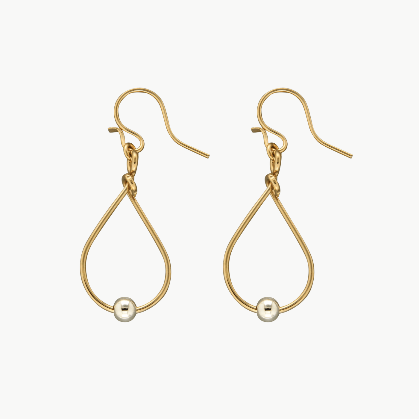 EAR-GF Gold Filled Teardrop Earrings with Single Sterling Silver Bead