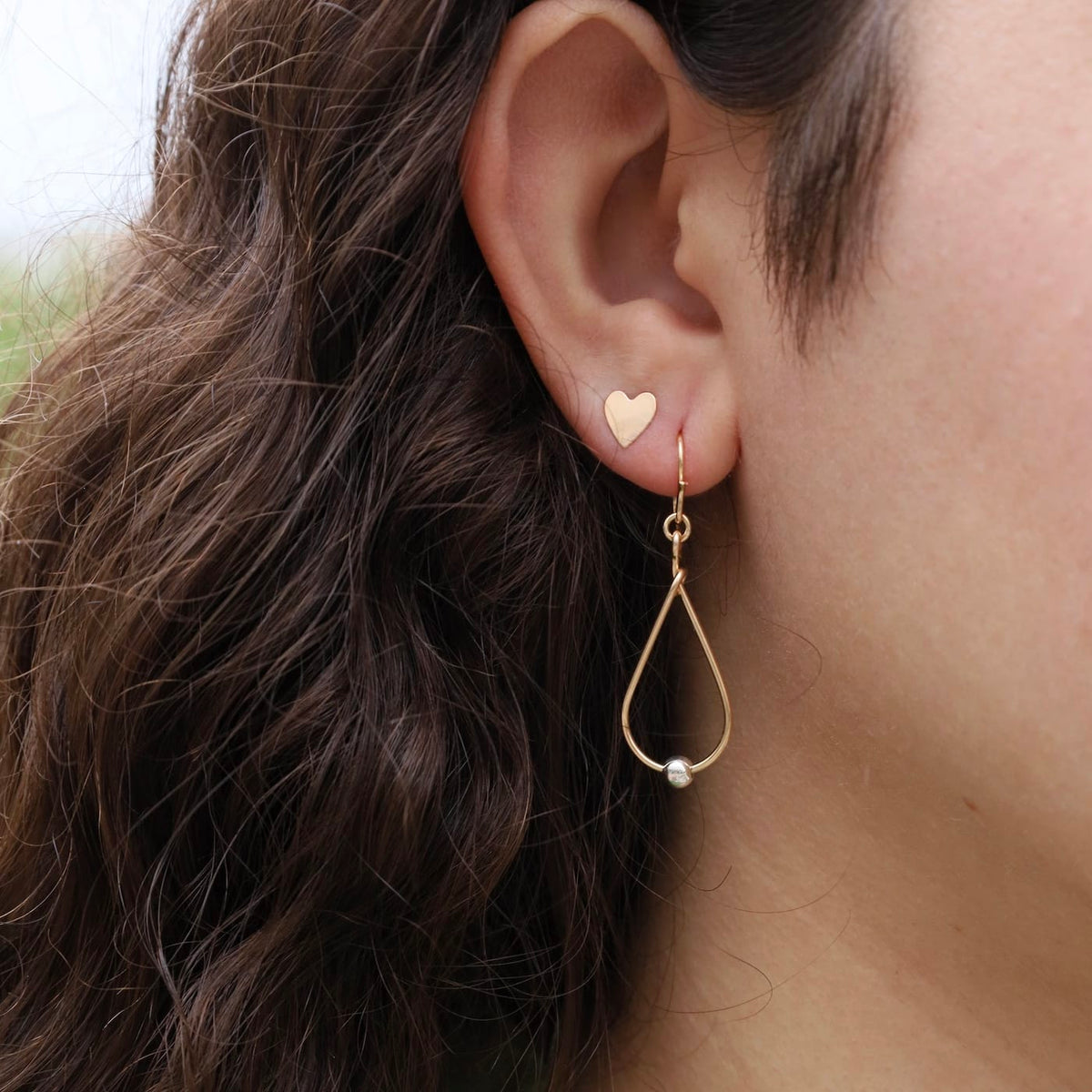 EAR-GF Gold Filled Teardrop Earrings with Single Sterling Silver Bead