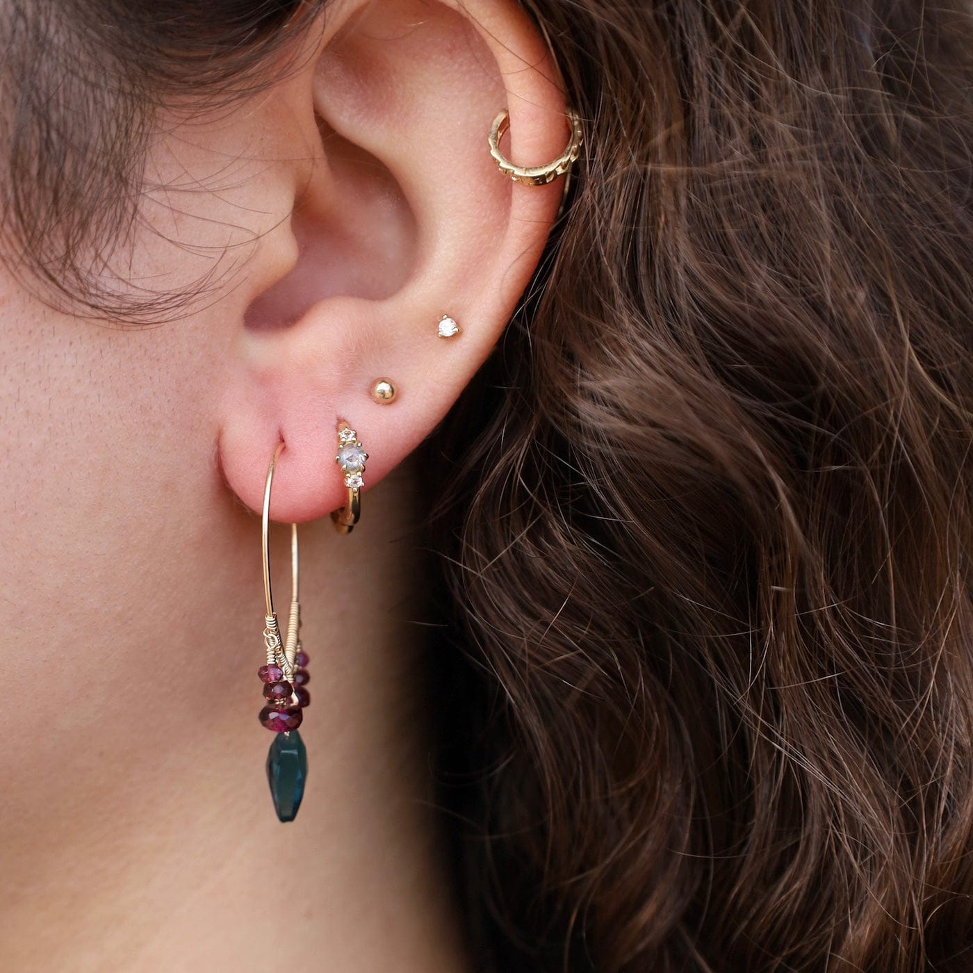 EAR-GF Gold Filled Teardrop Hoop Earrings with Drops of L