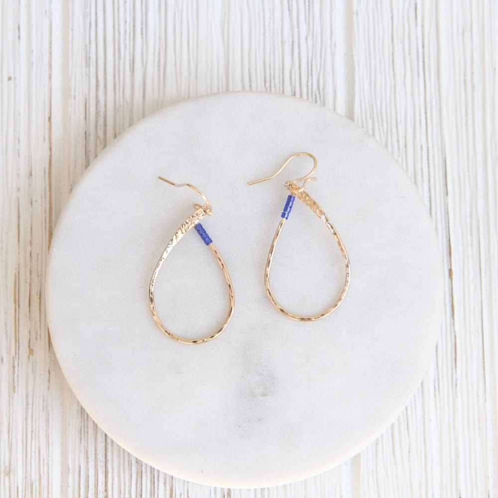 EAR-GF Gold Filled Teardrop With Blue Beads Earring