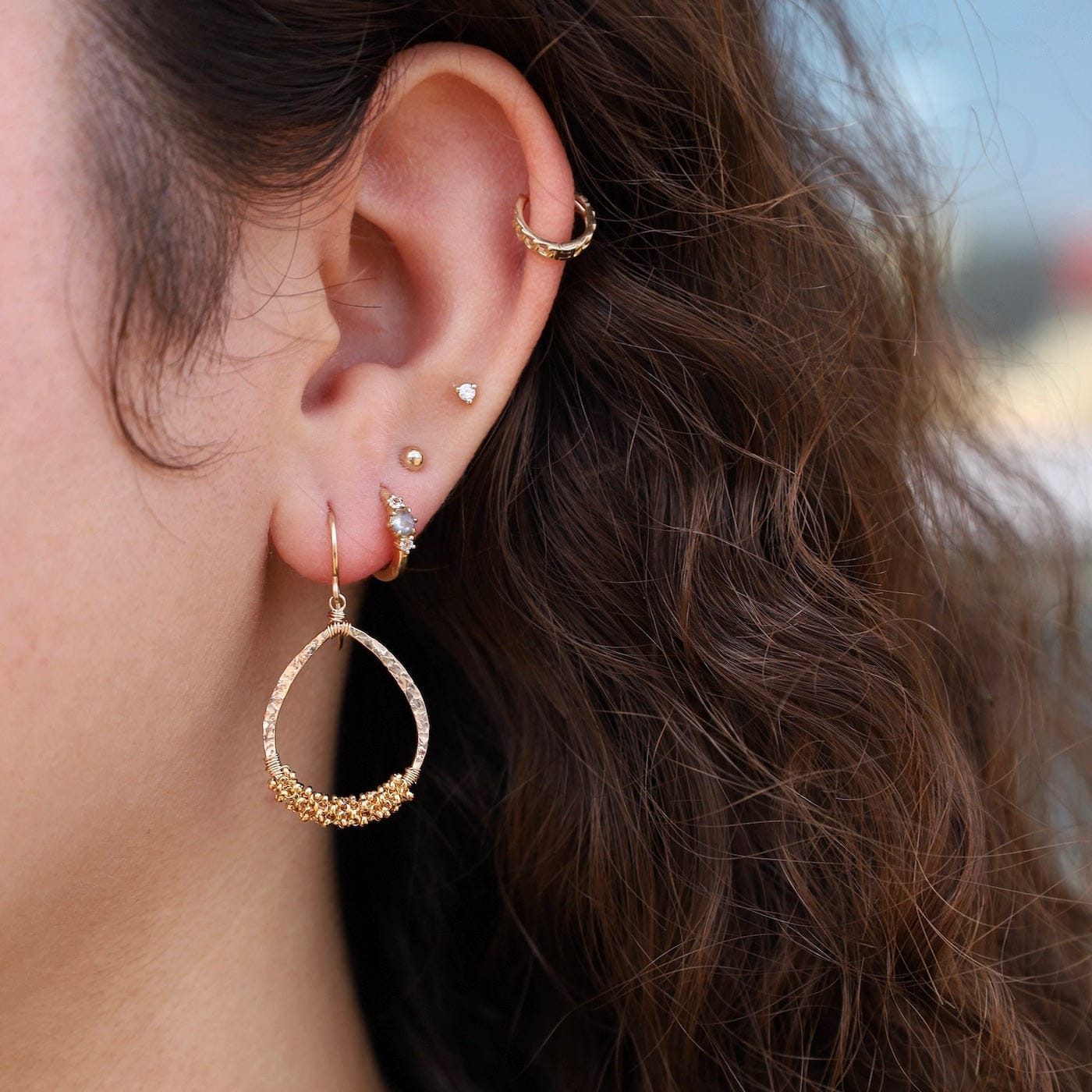 EAR-GF Gold Filled Teardrop with Wrapped Gold Fringe
