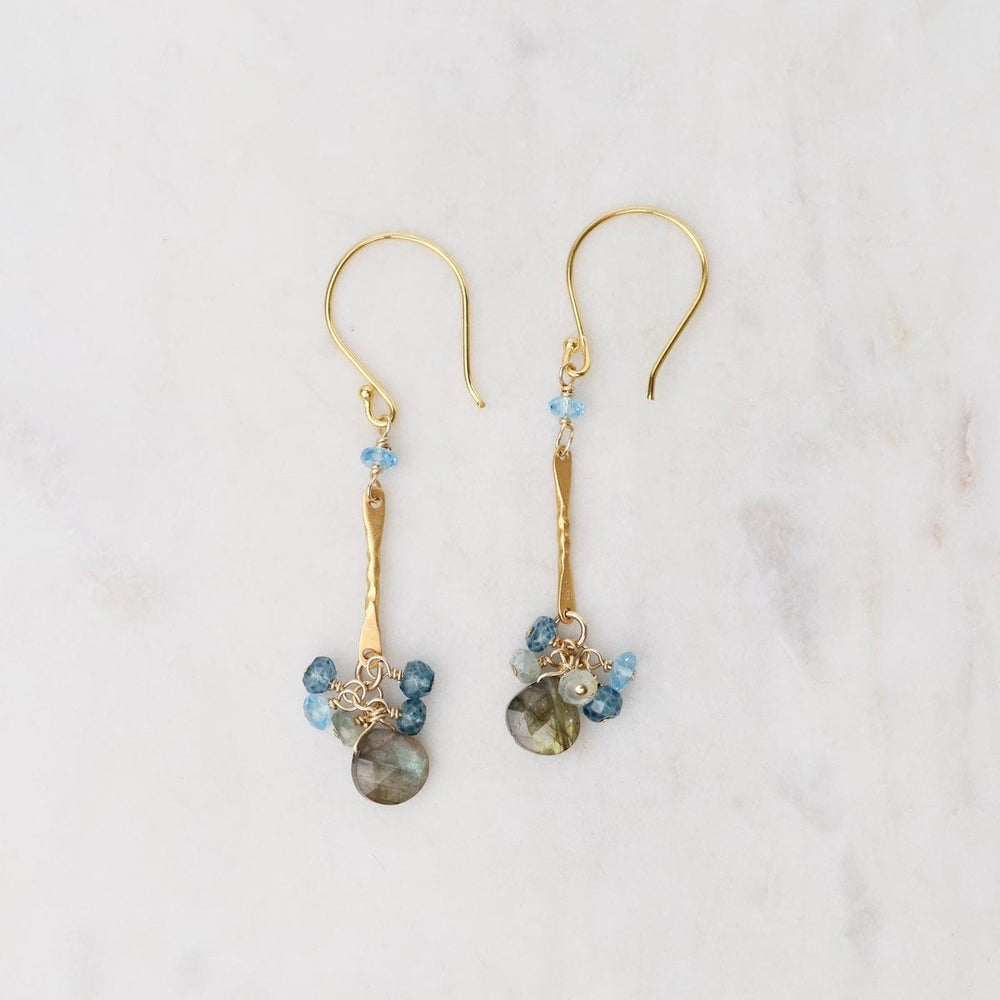 EAR-GF Gold Labradorite Bar Link Earrings