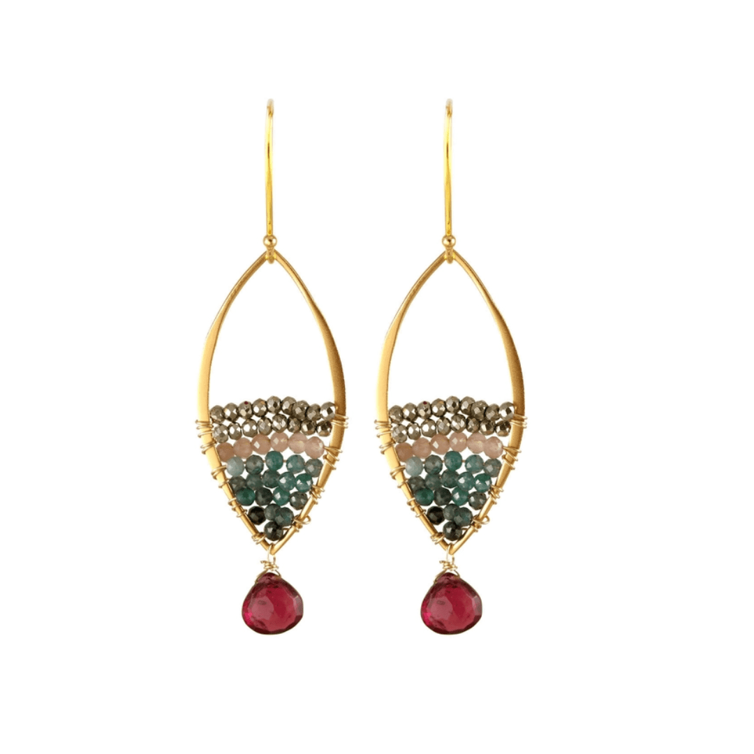 ear-gf Gold Marquise Garnet Grandidierite Earrings