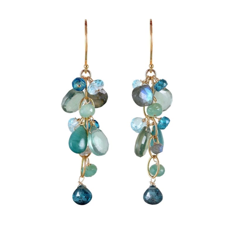 ear-gf Gold Oval Chain Earrings in Labradorite & Green Qu