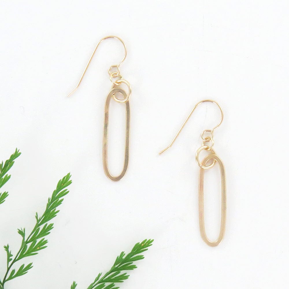 EAR-GF GOLD OVAL DROP EARRINGS