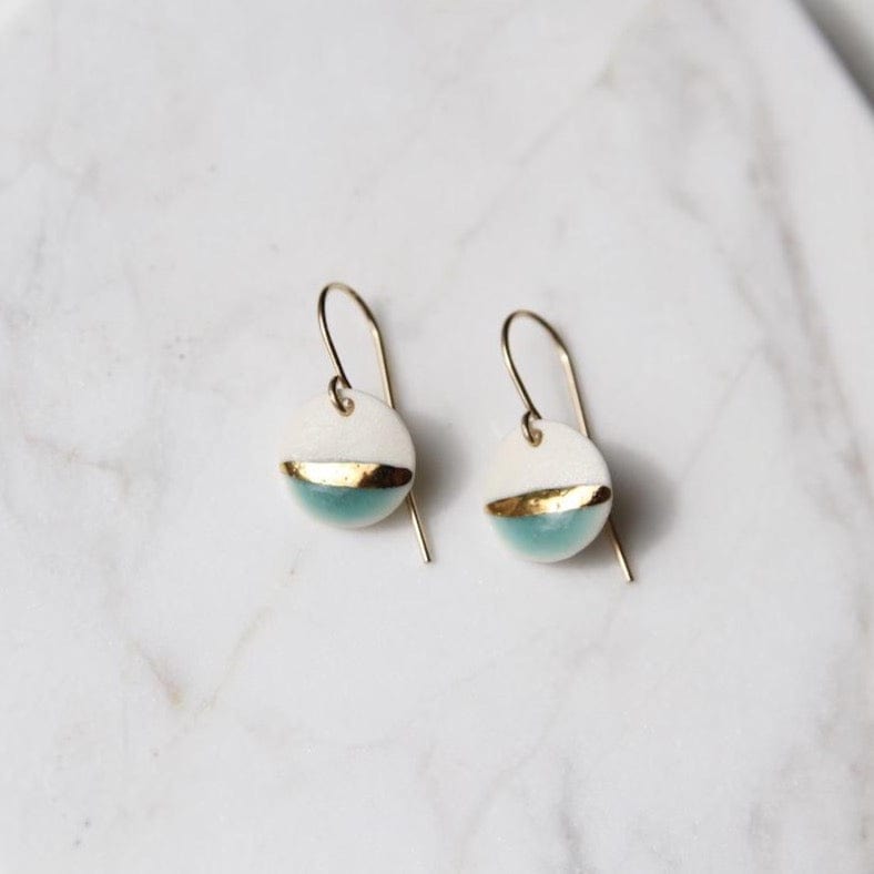 
                  
                    EAR-GF Gold Striped Circle Drop Earrings - Turquoise
                  
                