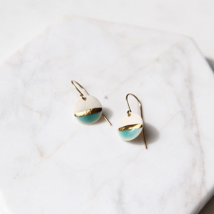 
                  
                    EAR-GF Gold Striped Circle Drop Earrings - Turquoise
                  
                