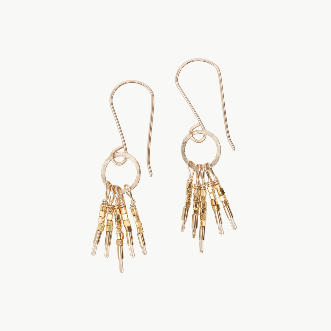 EAR-GF Gold vermeil beads tiny twigs on ring earrings