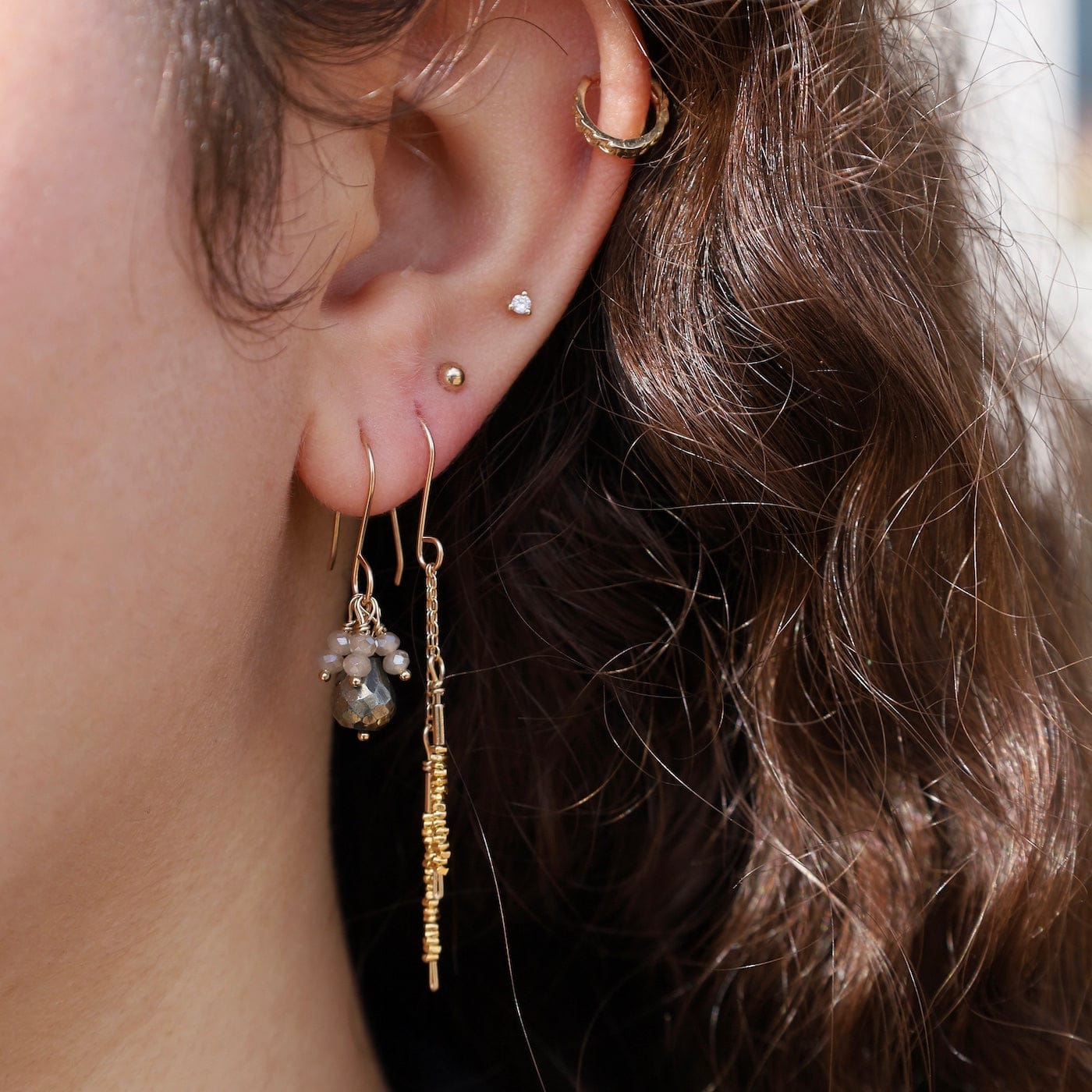 EAR-GF Gold Vermeil Dangling Sticks Earring