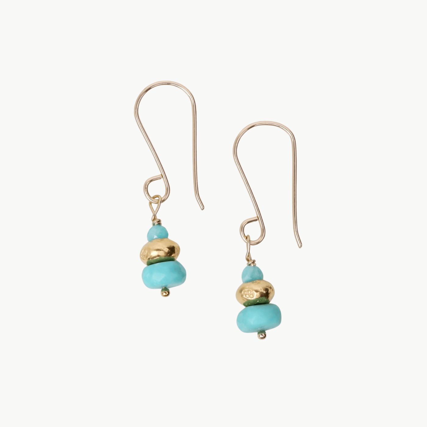 EAR-GF Gold vermeil & turquoise stacked stone earrings