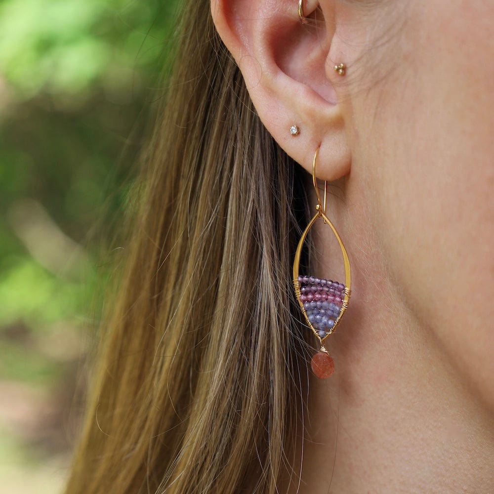 EAR-GF Golden Marquise Earring in Sunstone, Amethyst, Tan