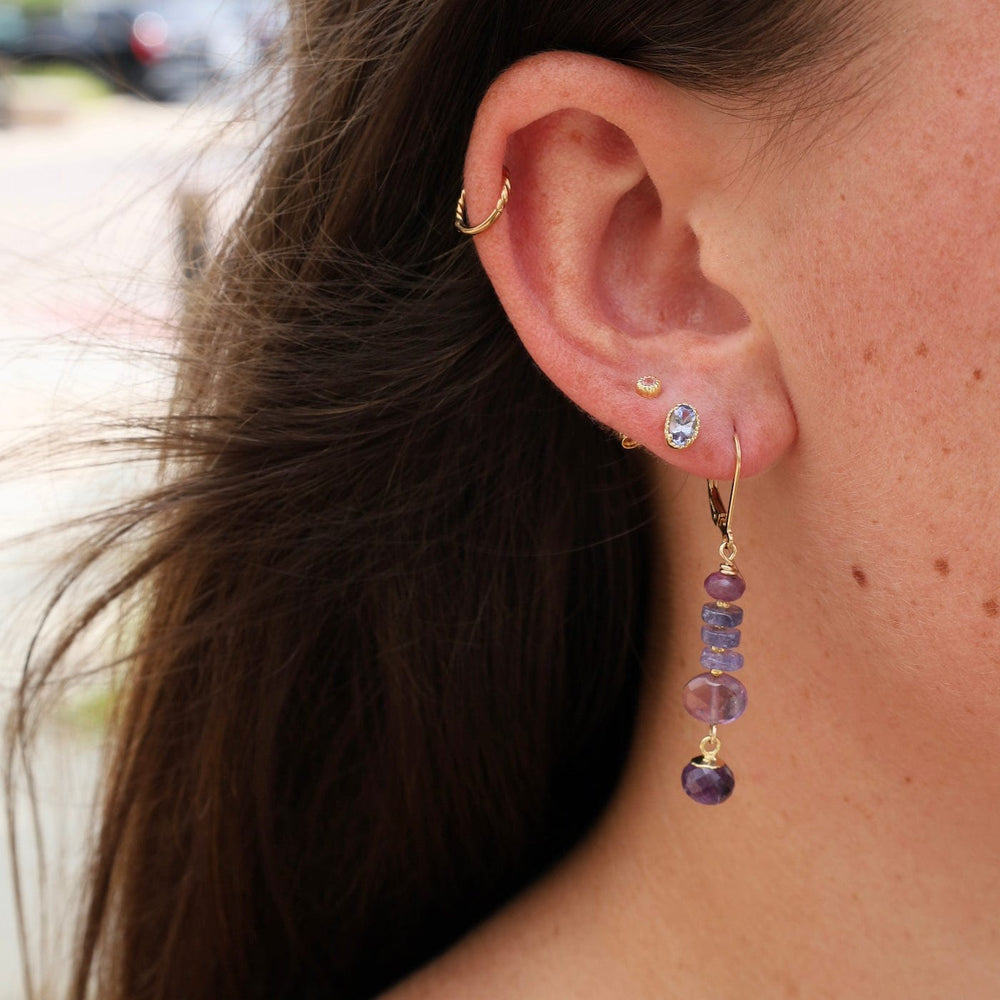 EAR-GF Golden Tanzanite & Amethyst  Earrings