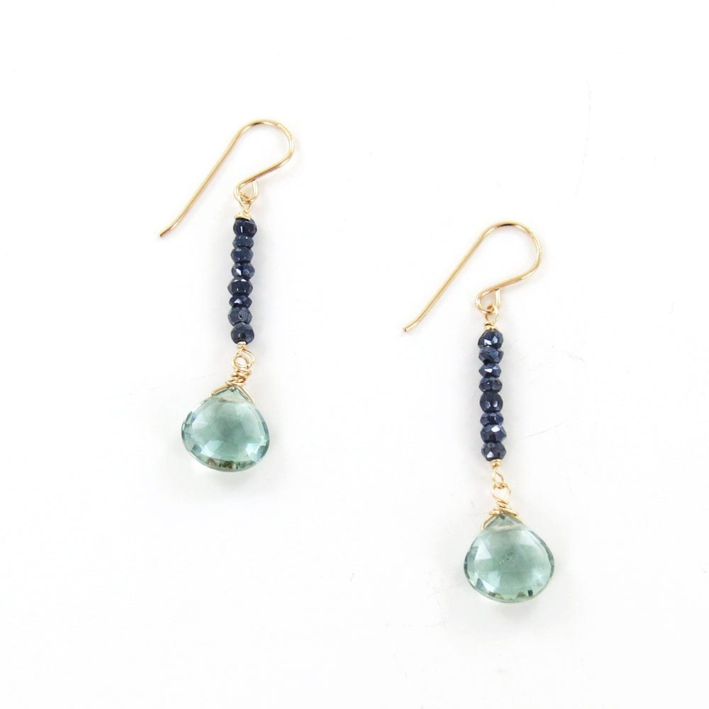 EAR-GF GREEN AMETHYST PYRITE STACK DROP EARRINGS