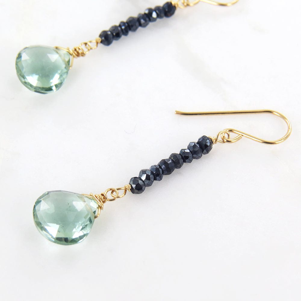 EAR-GF GREEN AMETHYST PYRITE STACK DROP EARRINGS