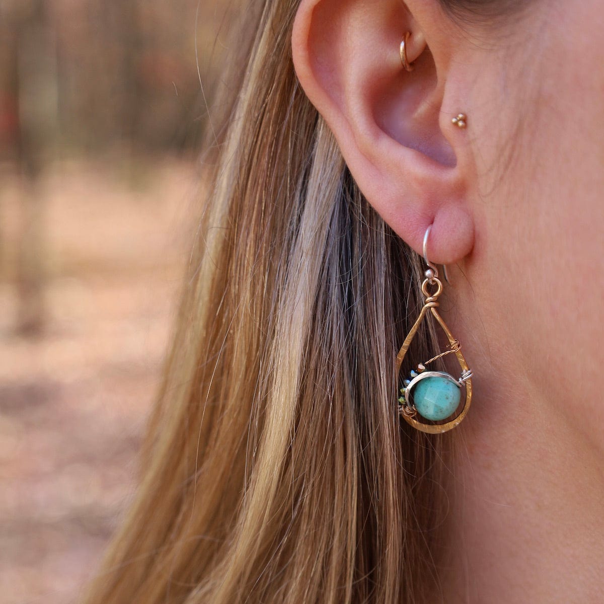 Green Dew Drop Earrings Dandelion Jewelry