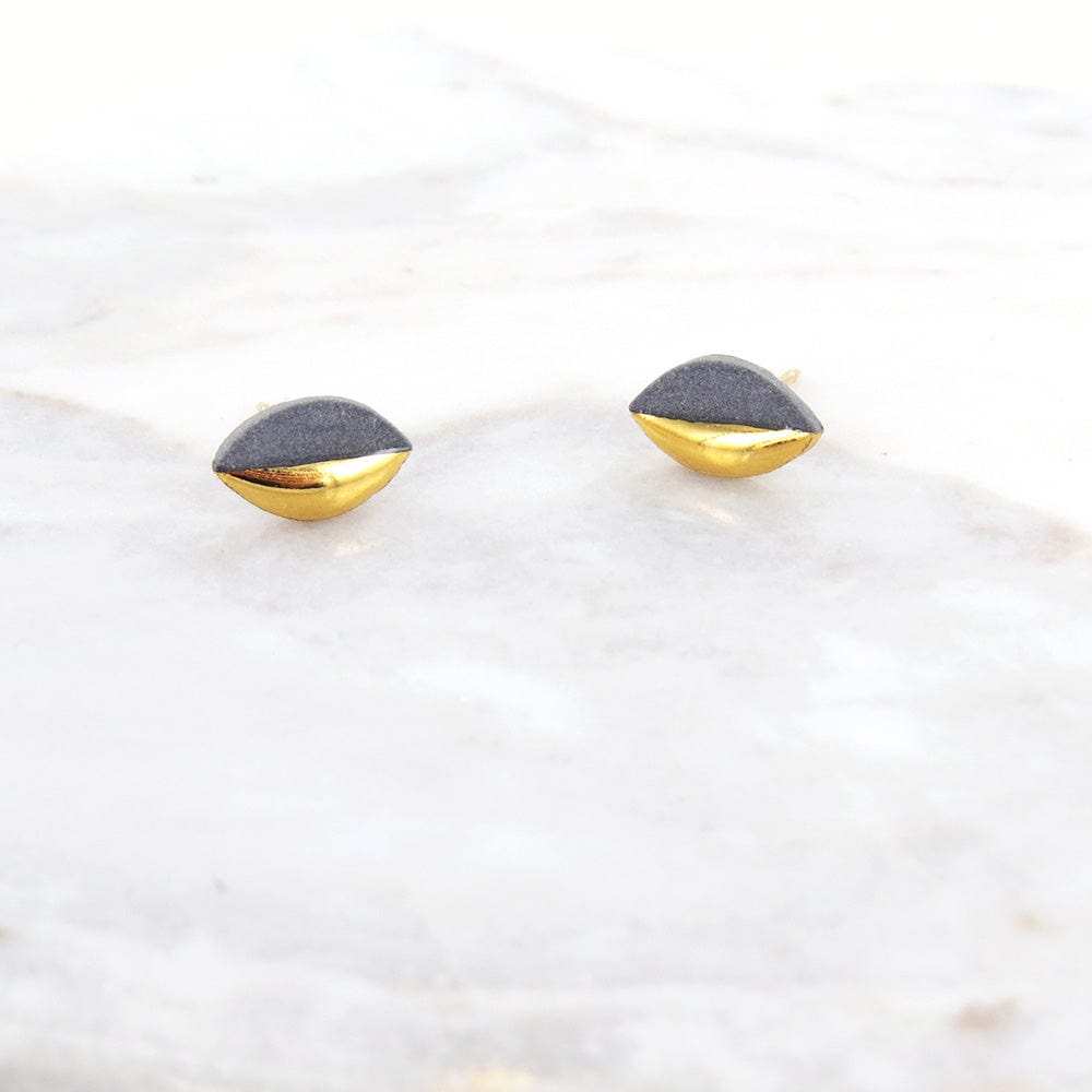 EAR-GF Grey Gold Dipped Marquise Studs