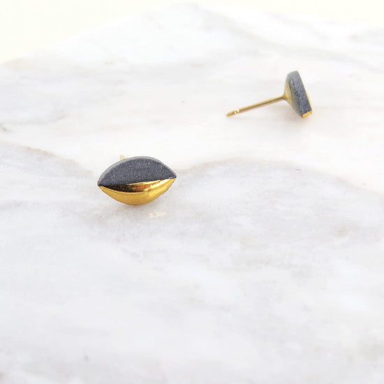 EAR-GF Grey Gold Dipped Marquise Studs