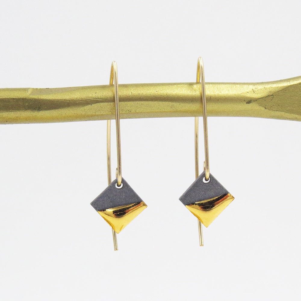 EAR-GF Grey Gold Dipped Square Earrings