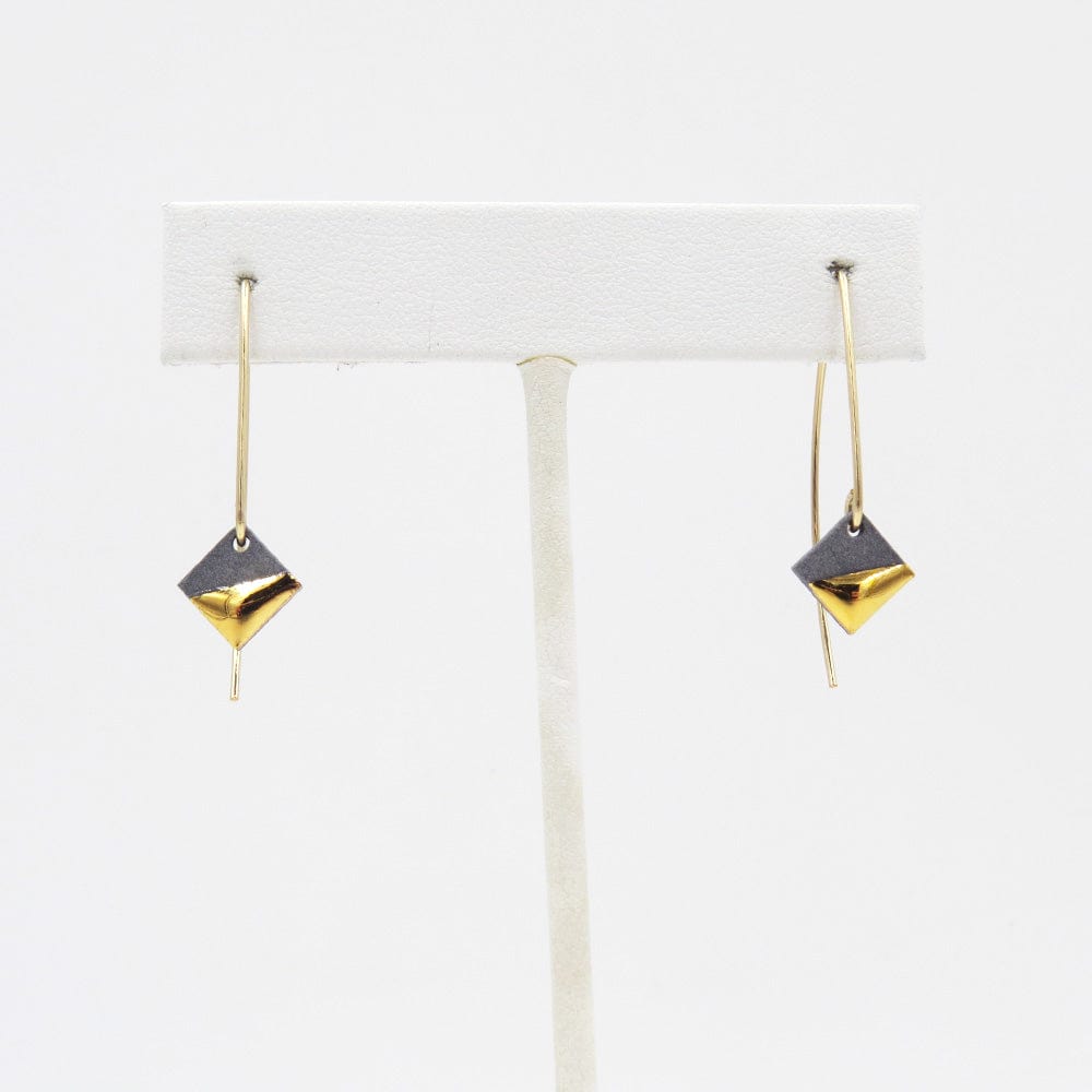 EAR-GF Grey Gold Dipped Square Earrings