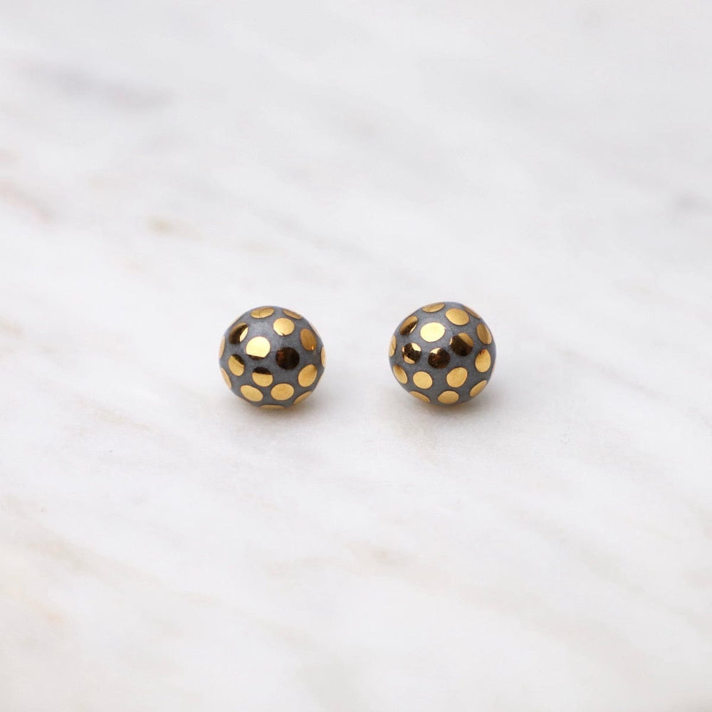 EAR-GF Grey Ladybug Studs