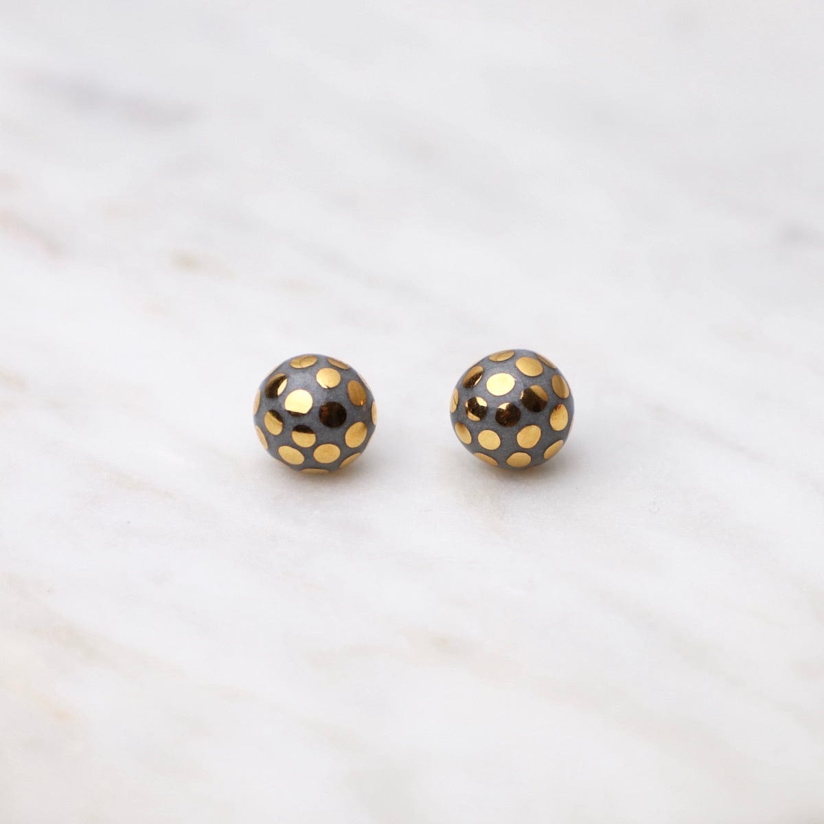 EAR-GF Grey Ladybug Studs