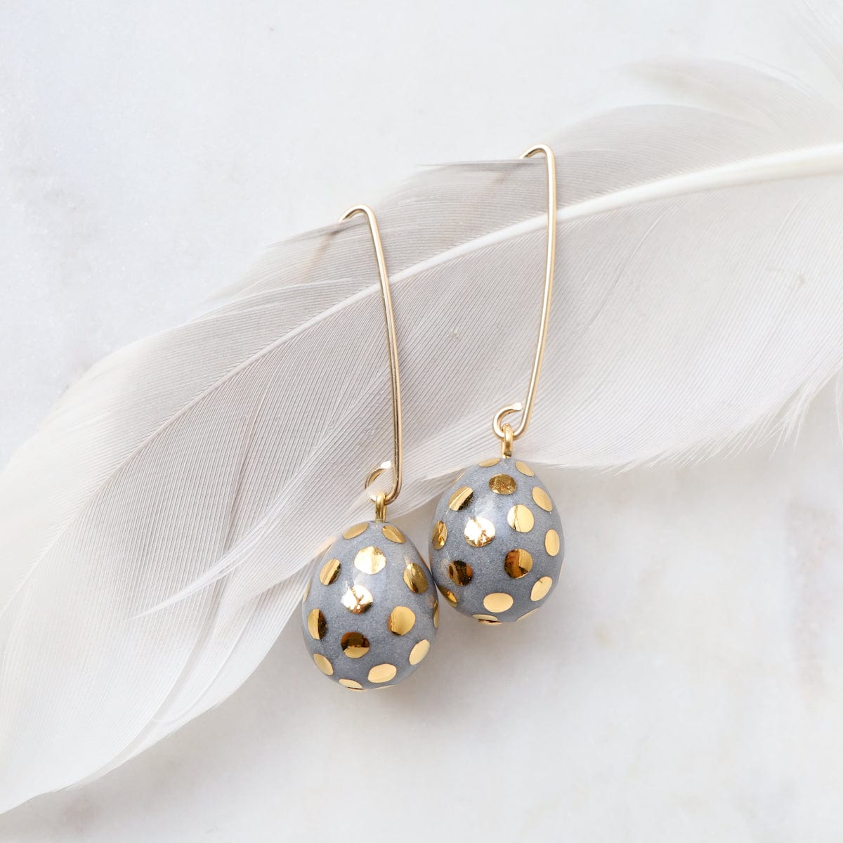 EAR-GF Grey Ladybug Teardrop Earrings