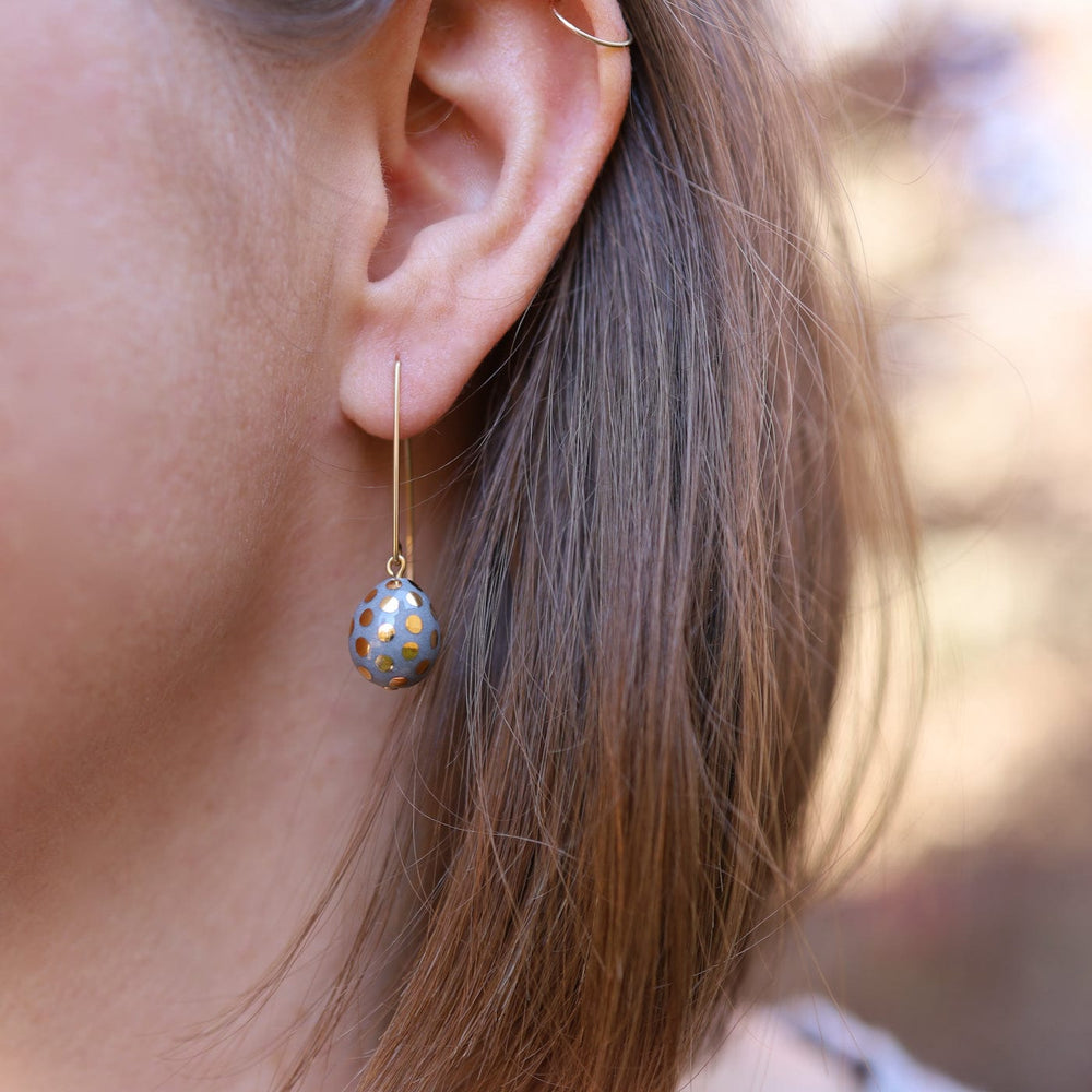 EAR-GF Grey Ladybug Teardrop Earrings