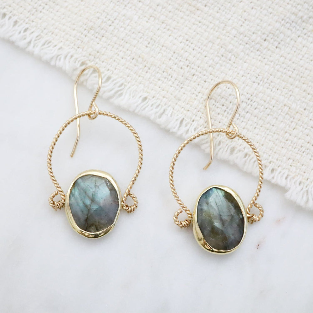 EAR-GF Half Hoop with Labradorite Earrings