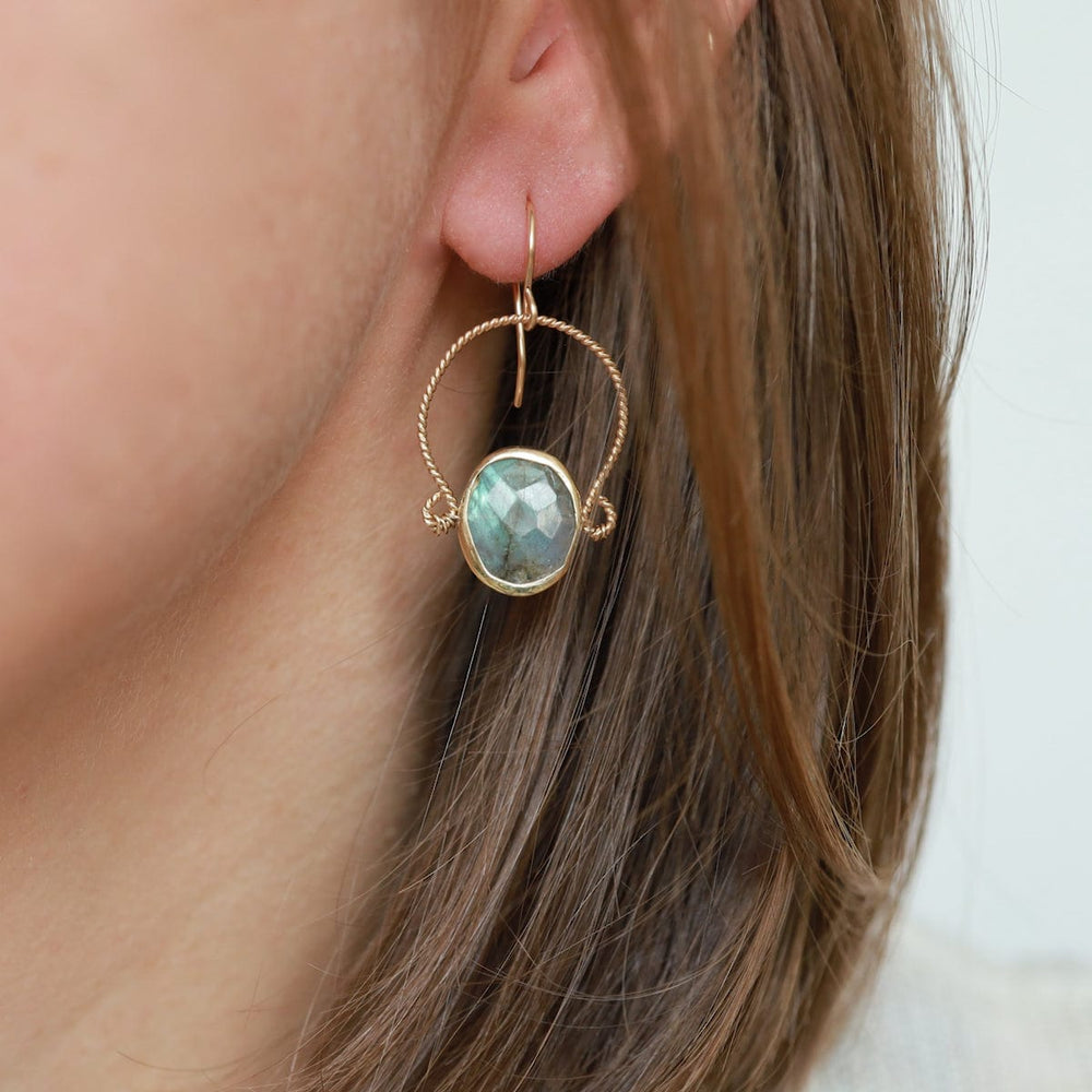 EAR-GF Half Hoop with Labradorite Earrings