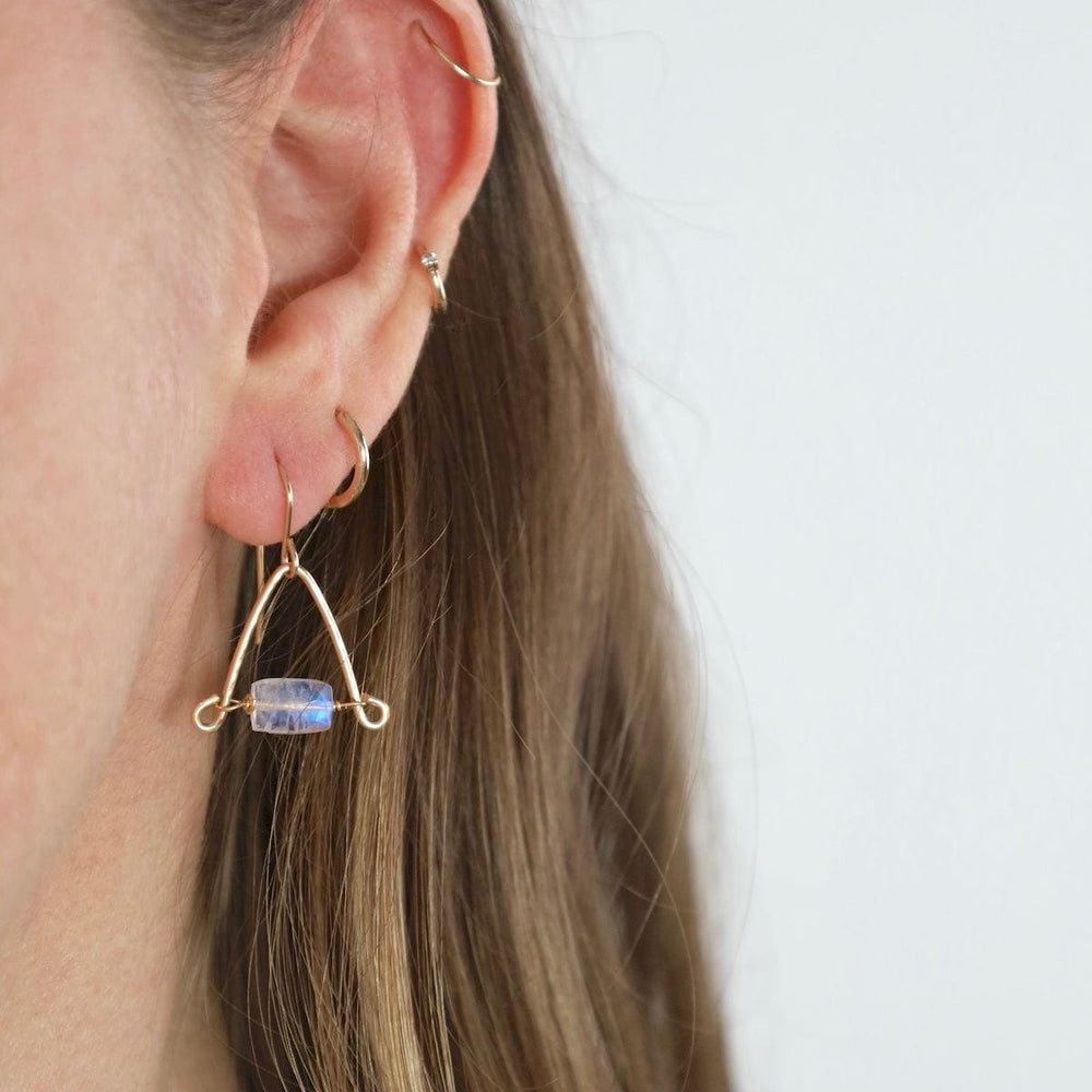 
                  
                    EAR-GF Hand Forged Arch Earrings with Rectangular Rainbow Moonstone
                  
                