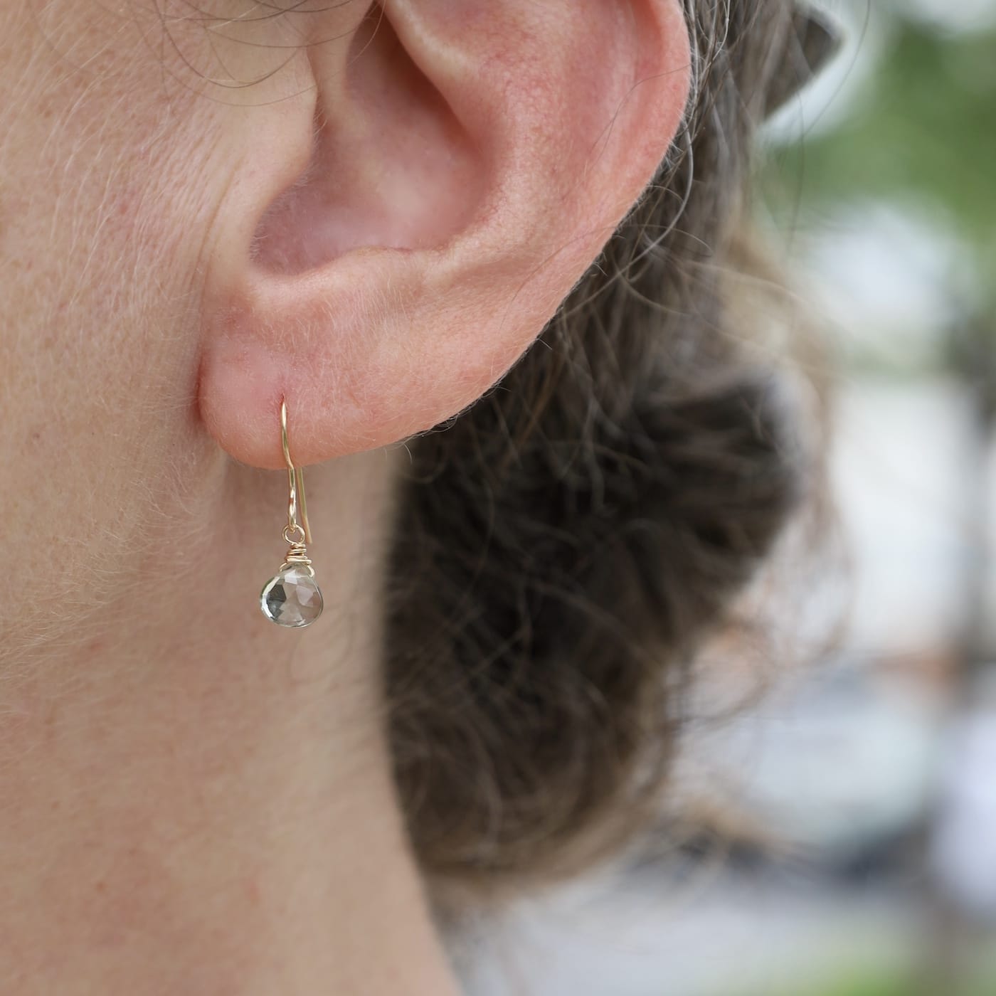 EAR-GF Heart Shaped Green Amethyst Earrings